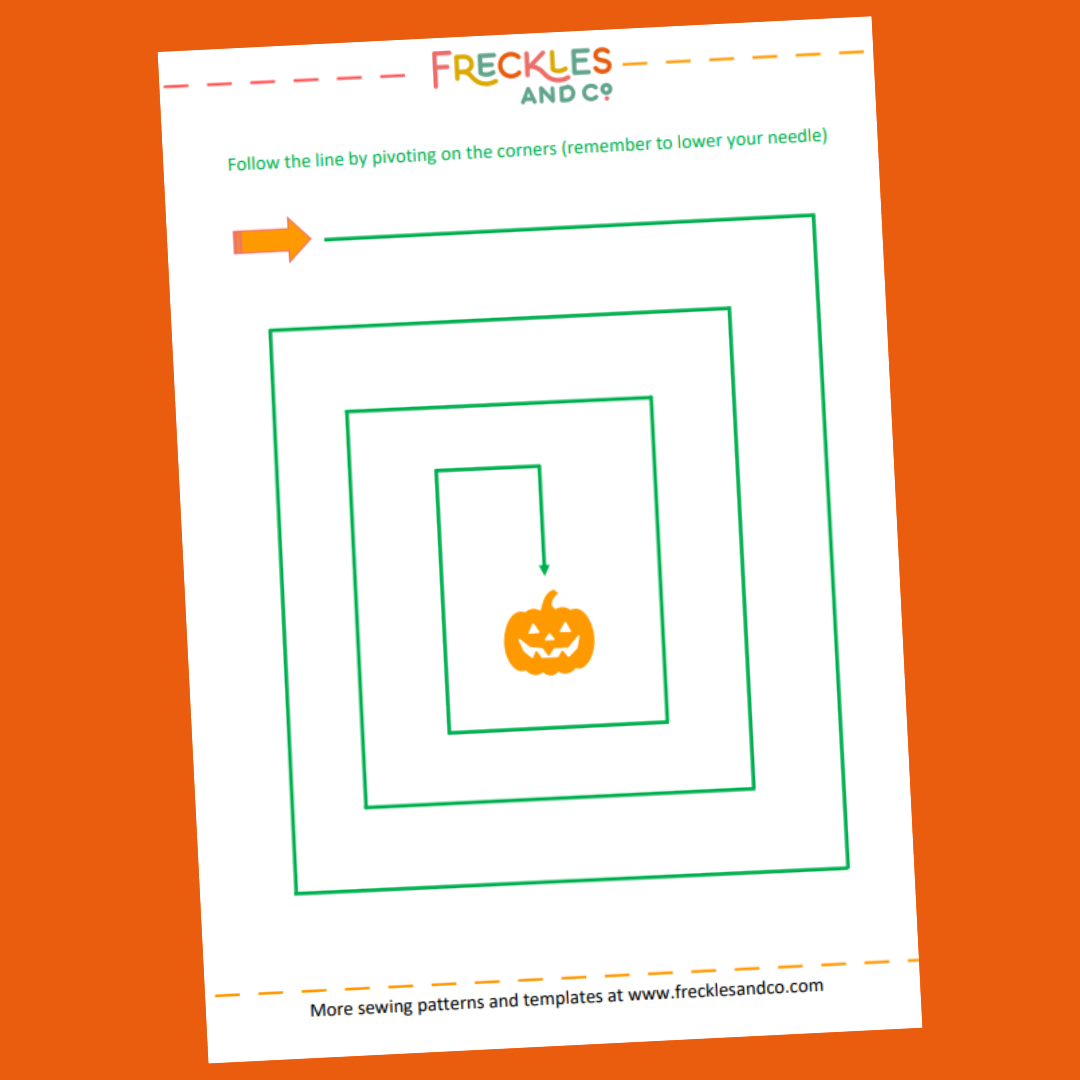 FREE Halloween sewing maze practice sheet