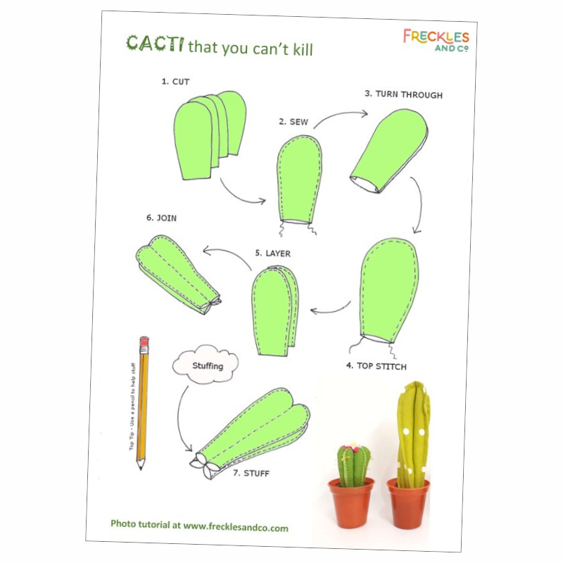Felt cacti sewing templates