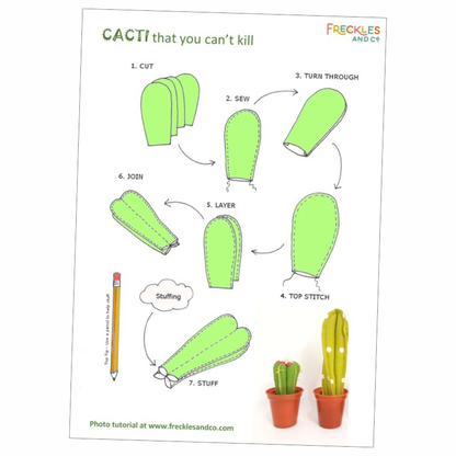 Felt cacti sewing templates