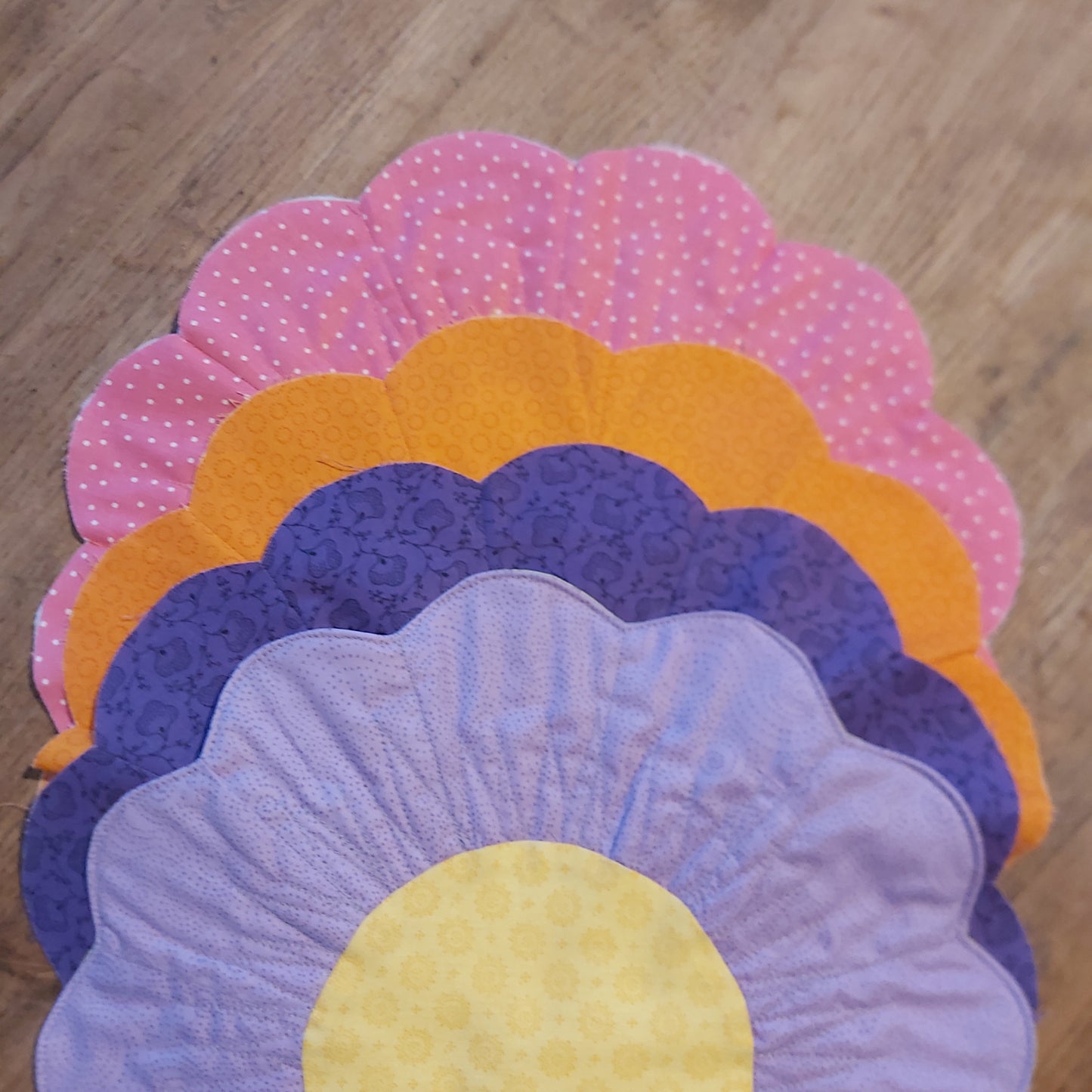 Freckles flower place mats sewing pattern pink orange purple and lilac