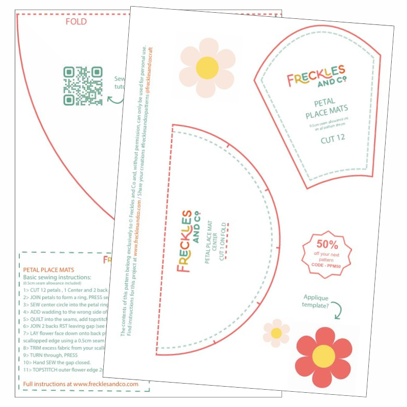 Petal Place Mats - Sewing Pattern