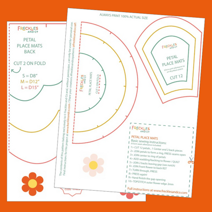 Freckles and Co Flower petal place mats sewing pattern