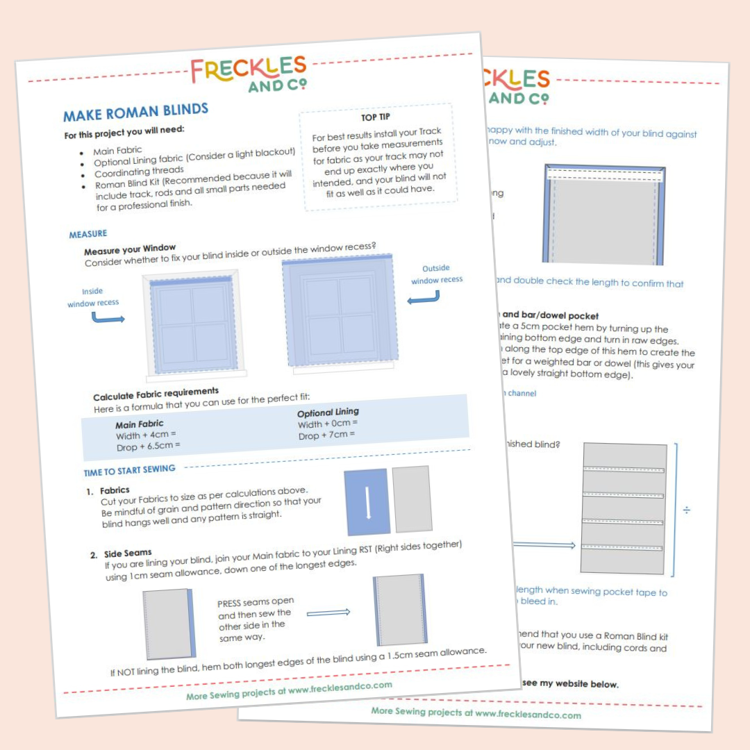 Roman Blinds - Sewing instructions