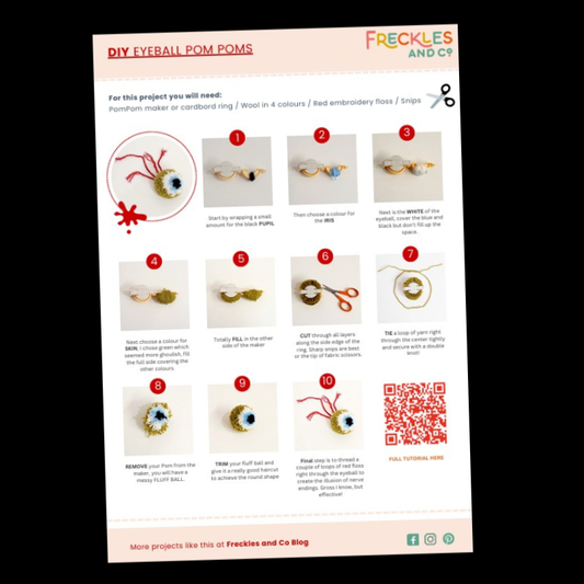 DIY Eyeball Pom Pom instructions
