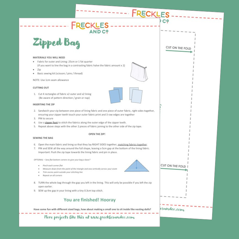 Nesting zipped Bags - Sewing Instructions