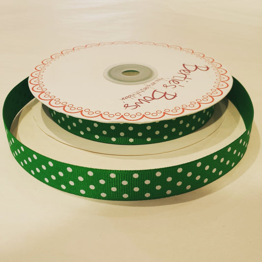 Berties Bows Ribbon spotty green BTB303-14