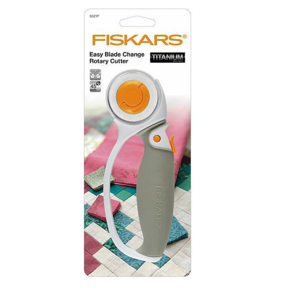 Fiskars rotary cutter EQS7500 45mm blade at Stitch Studio