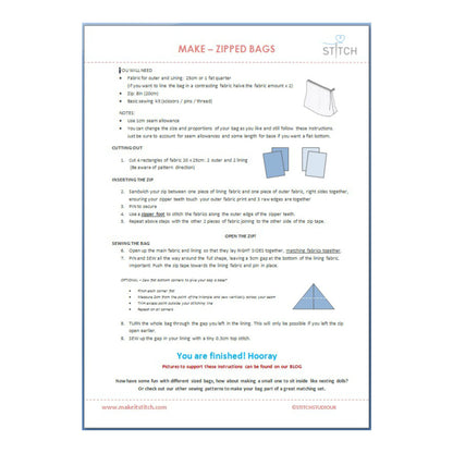 Zipped Bag - Sewing Instructions